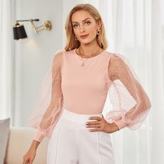 Одноцветный Элегантный Женские топы Shein