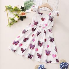 с оборками Животный милый Платья для девочек Shein