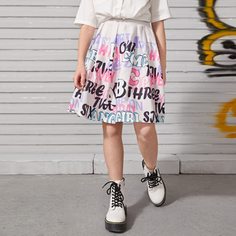 плиссированное буква Повседневный Юбки для девочек Shein