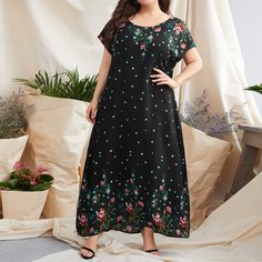 Цветочный Повседневный Платья размер плюс Shein