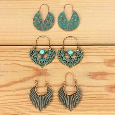 Серьги-кольца в богемном стиле 3 пары Shein
