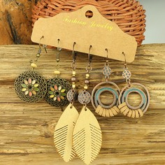 Серьги-подвески с листом 3 пары Shein