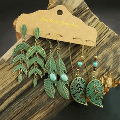 Серьги-подвески с листом 3 пары Shein