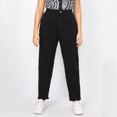 Необработанный низ Одноцветный Джинсы размер плюс Shein