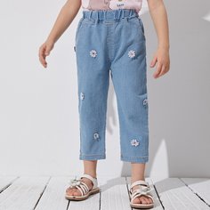 Трехмерные печати Цветочный Джинсы для девочек Shein