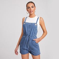 Джинсовый комбинезон на кулиске Shein
