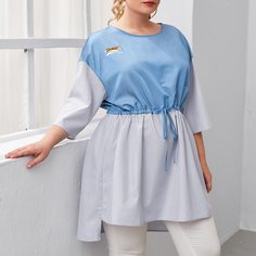Асимметричный контрастный топ на кулиске размера плюс Shein