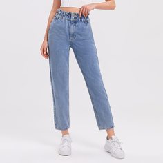 Короткие джинсы с жемчугом Shein