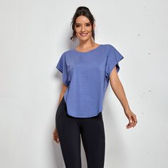 Одноцветный Спортивные футболки Shein