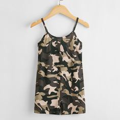 Камуфляж Повседневный Комбинезоны для девочек Shein
