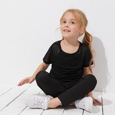 Однотонная майка, футболка и леггинсы для девочек Shein