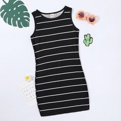 Платье в полоску для девочек Shein