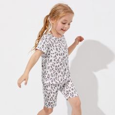 Шорты и футболка с принтом для девочек Shein