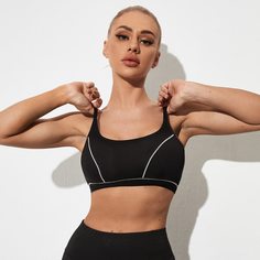 Открытая спина Спортивные бюстгальтеры Shein