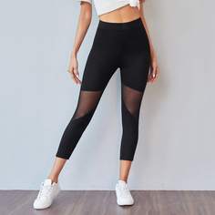 Контрастная сетка Одноцветный Спортивный Леггинсы Shein