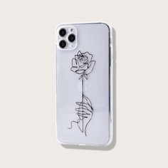 Прозрачный чехол для телефона с узором розы Shein