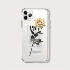 Прозрачный чехол для телефона с узором розы Shein
