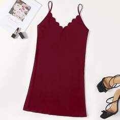 Платье размера плюс на бретельках с фестончатой отделкой Shein