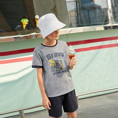 Шорты и футболка с принтом тигра без сумки для мальчиков Shein