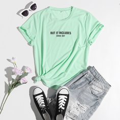 Лозунг Повседневный Футболки Shein