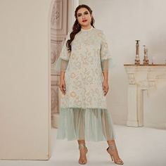 С оборками Цветочный Повседневный Платья размер плюс Shein