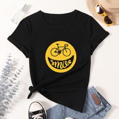 Графический Повседневный Футболки Shein
