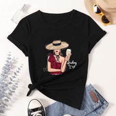 Объект Повседневный Футболки Shein