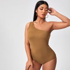 Боди размера плюс на одно плечо Shein