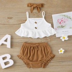Майка, шорты и повязка на голову для девочек Shein