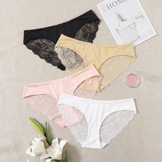 4 пакета кружевные трусики размера плюс Shein