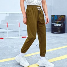 Мужские спортивные брюки на кулиске с текстовой заплатой Shein