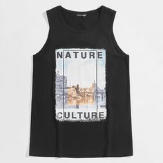 Мужская майка с оригинальным принтом Shein