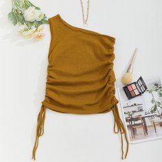 Трикотажный топ на кулиске с одним плечом Shein