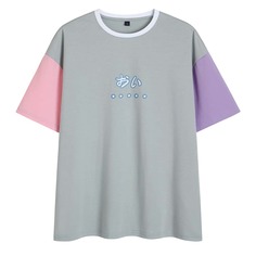 Мужская контрастная футболка с японским текстовым принтом Shein