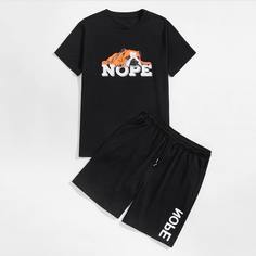 Мужские шорты и футболка с принтом собаки Shein