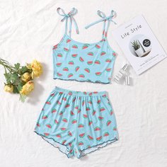 Пижама с принтом клубники Shein