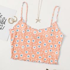 Укороченный топ на бретелях с цветочным рисунком Lettuce Edge Daisy Shein