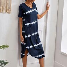 Платье в полоску с разрезом Shein