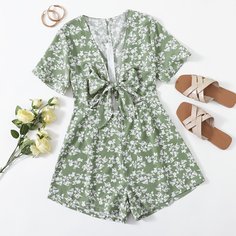 узел цветочный Бохо Комбинезоны Shein