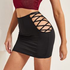 с разрезом Одноцветный Сексуальный Юбки Shein