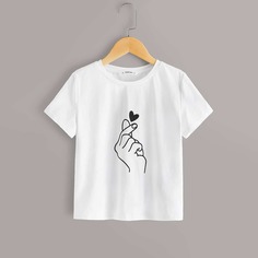 Топ С Графическим Принтом Для Девочек Shein