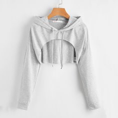 Серый с разрезом Ровный цвет Сексуальные Свитшоты Shein