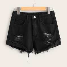 Рваные джинсовые шорты Shein