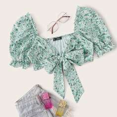 Короткий топ с цветочным принтом Shein