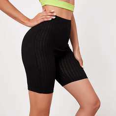 Однотонные трикотажные байкерские шорты Shein