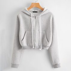 Свитшот на кулиске с капюшоном и молнией Shein