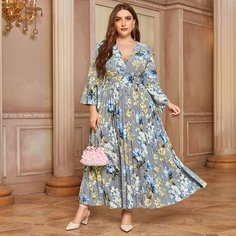 На запах Цветочный Повседневный Платья размер плюс Shein