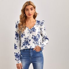 Кайма Цветочный Бохо Блузы Shein