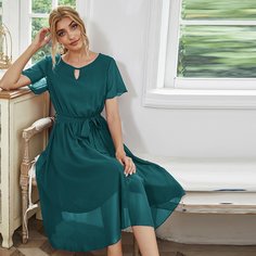 Шифоновое платье с поясом Shein
