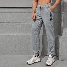 Мужские спортивные брюки с завязками на талии и узором алфавита Shein